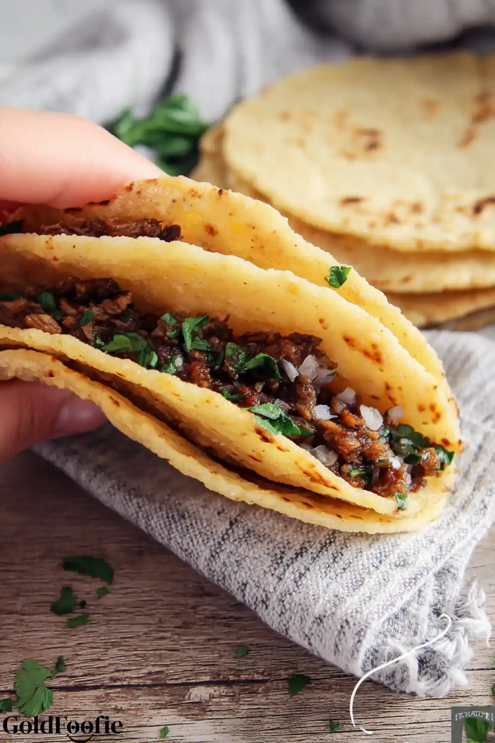 Corn Tortillas Low Carb Made Simple 5 Close-up of keto corn tortillas with ground beef and herbs
