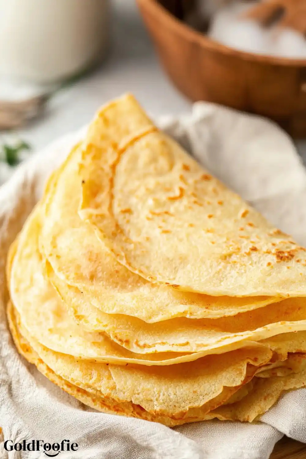 2 Ingredient Zero-Carb Tortillas in Under 10 Minutes 5 Stack of golden, pliable tortillas resting on cloth