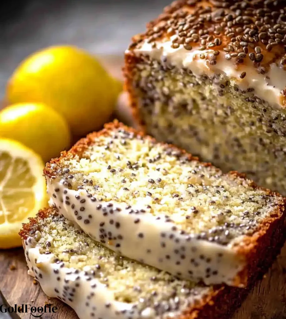 Sliced Lemon Chia Seed Cake with Glaze
