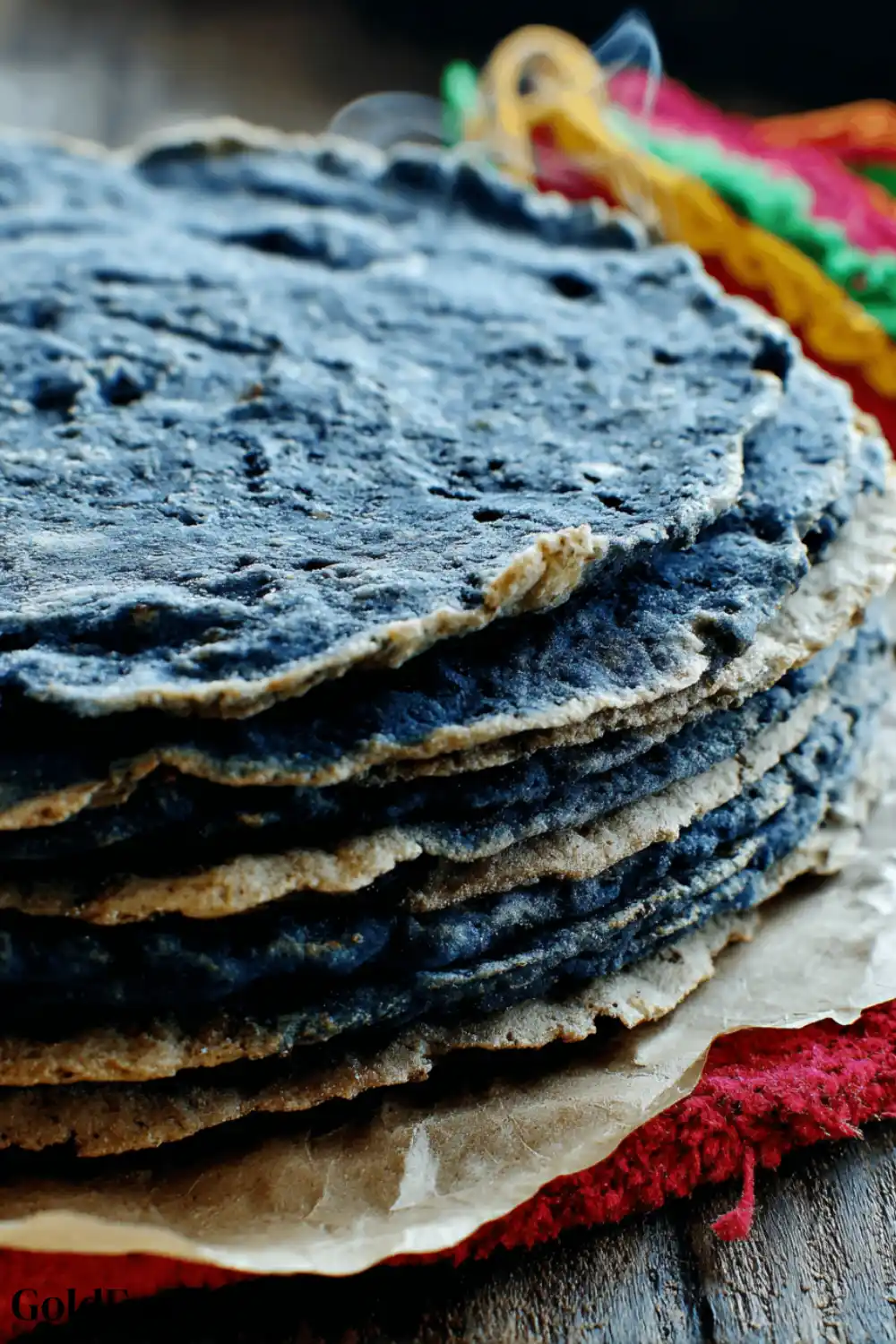 1-Ingredient Black Bean Tortillas Recipe 5 Close-up of steaming hot black bean tortillas stacked