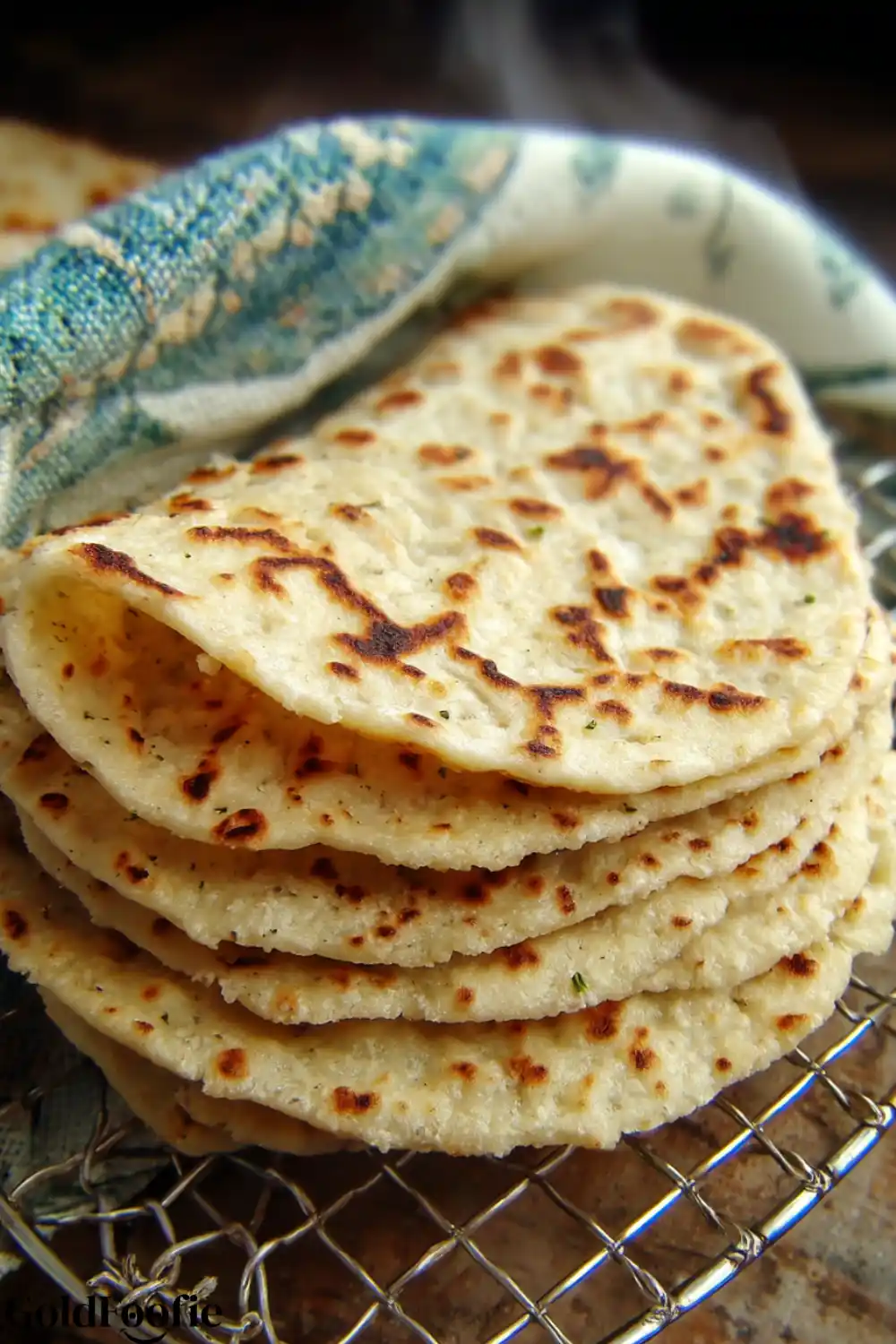 Soft Keto Almond Tortillas Recipe 5 Folded almond tortilla showing soft texture and toasted surface