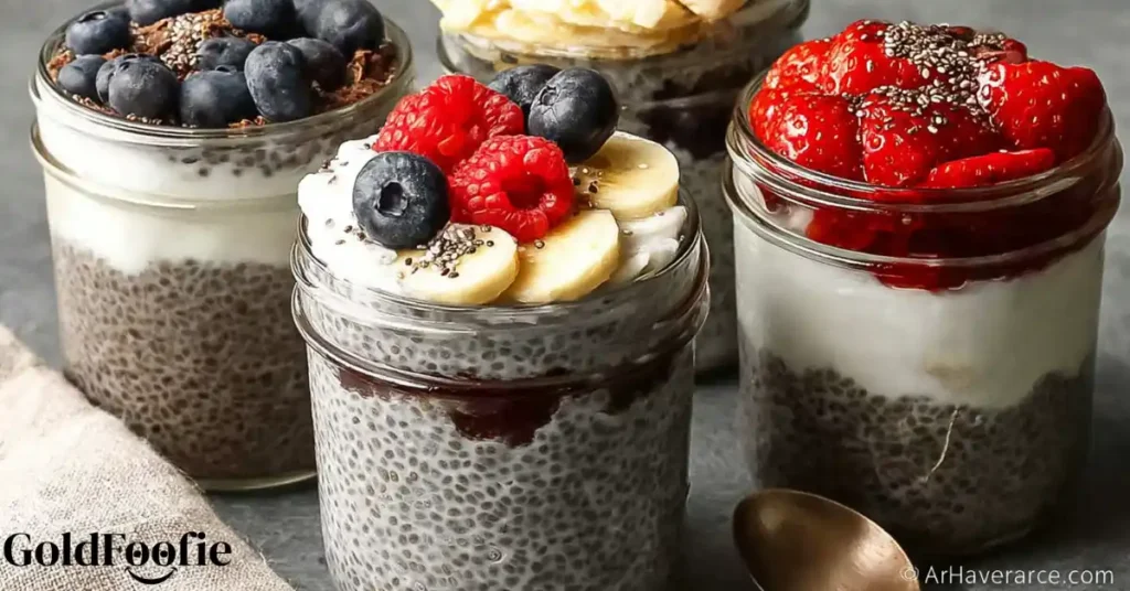 Chia pudding jars topped