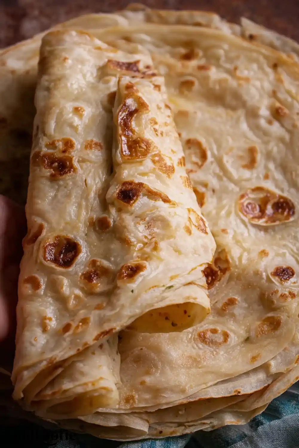 Perfect Burrito Tortilla: Soft, Chewy, Homemade 5 Rolled and flat homemade tortillas with beautifully toasted brown spots.