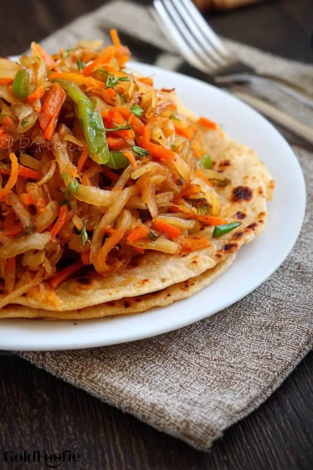 Easy Low Carb Tortilla Noodles 5 Close-up of tortilla noodles with bell peppers and carrots