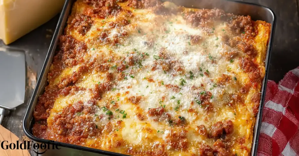 Freshly baked low carb tortilla lasagna