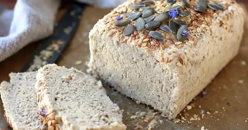 Sunflower bread with slices on parchment