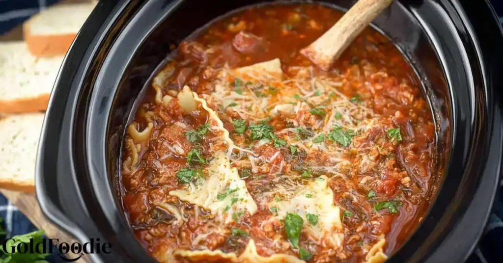 cheesy crock pot lasagna soup