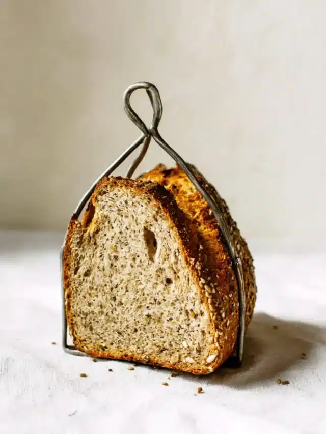 Buckwheat Bread slices with golden crust and seeds.