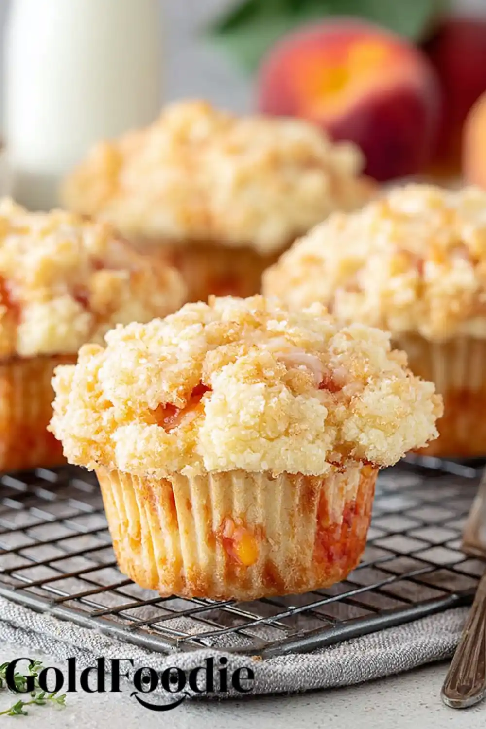Bakery-Style Peach Cobbler Muffin Golden Peach Cobbler Muffins