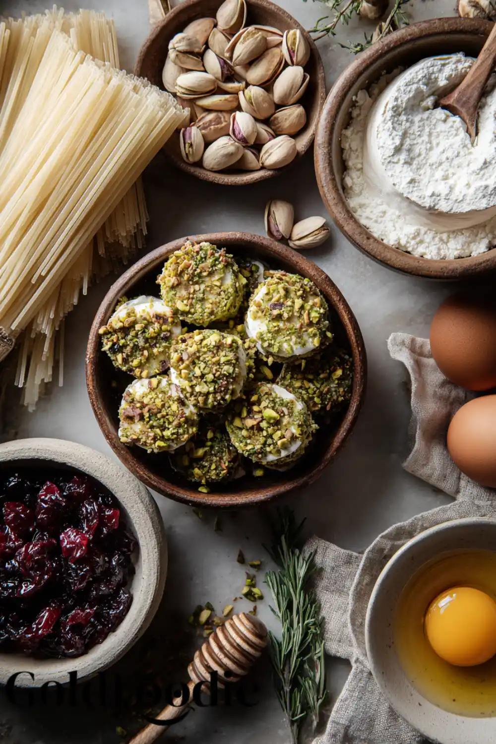 Ingredients for Pistachio-Crusted Brie Bites Ingredients for Pistachio-Crusted Brie Bites