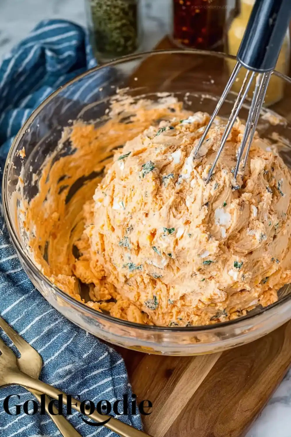 Mixing the Taco Cheese Ball Batter Mixing the Taco Cheese Ball Batter