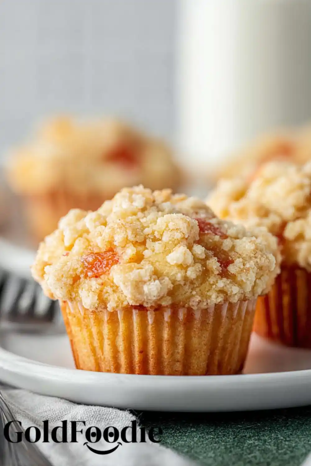 Peach Cobbler Muffin on a Plate Peach Cobbler Muffins