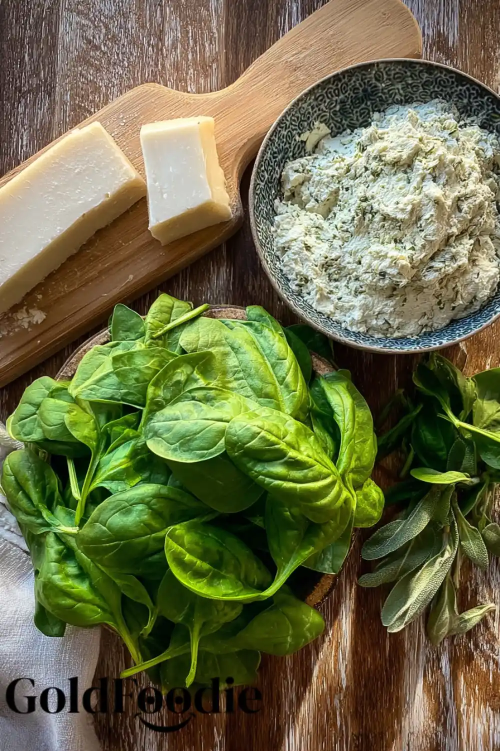 Ingredients for spinach and ricotta salatini recipes