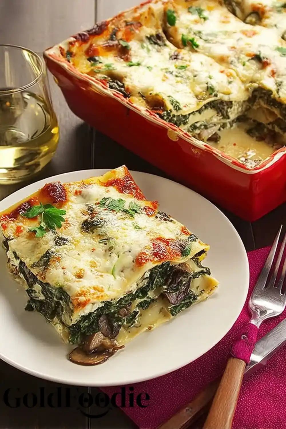 Vegetarian Spinach and Mushroom Lasagna Serving Vegetarian Creamy Spinach and Mushroom Lasagna