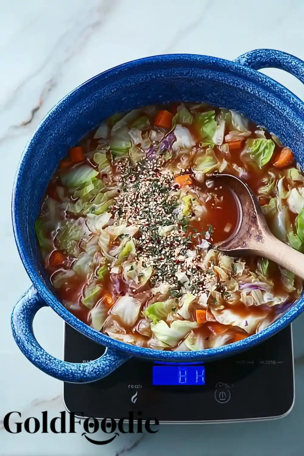 cabbage-fat-burning-soup-in-pot-with-herbs Cabbage Fat Burning Soup simmering