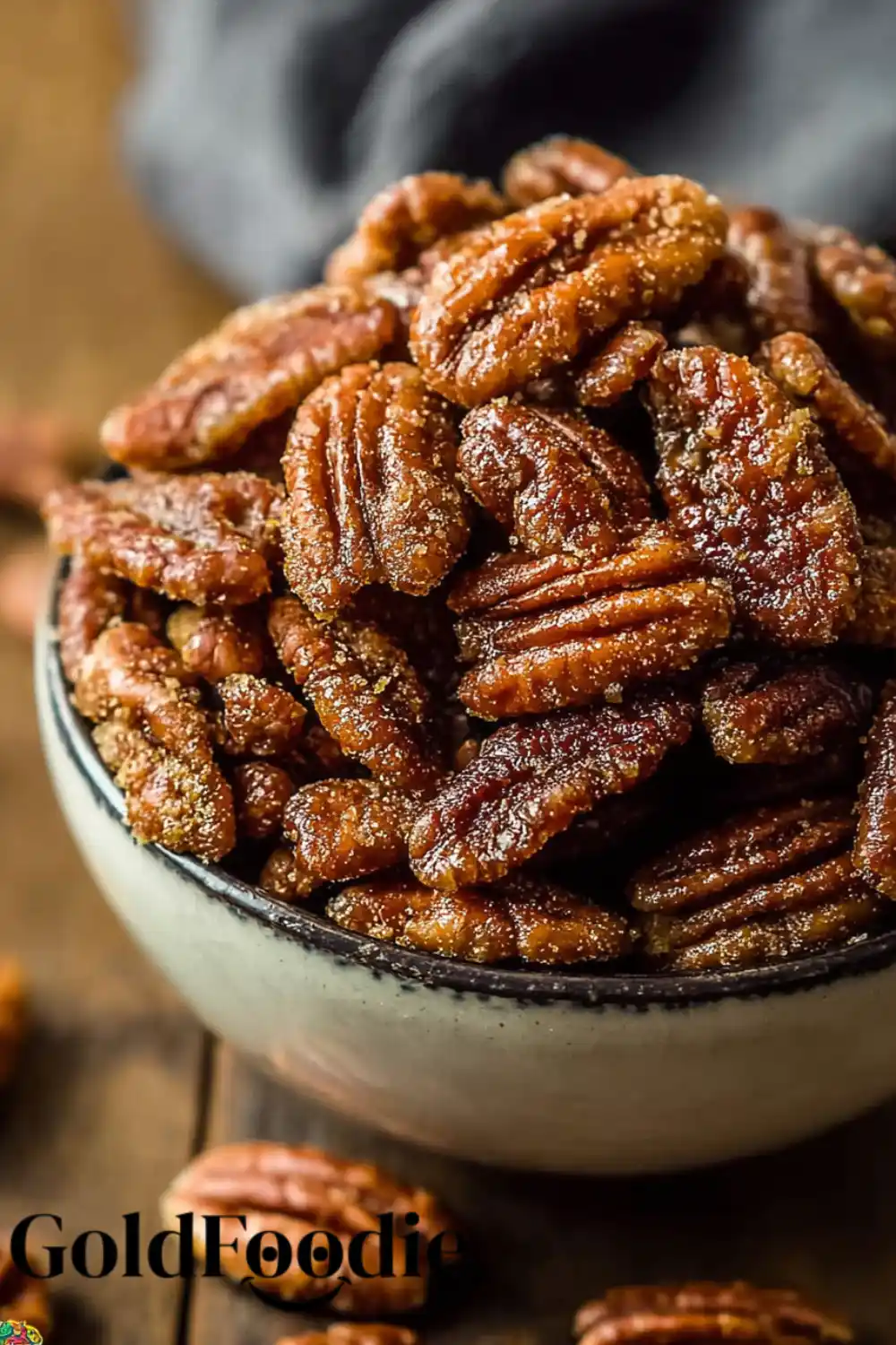 The Best Gingersnap Pecans 5 A close-up, detailed shot of the gingersnap pecans