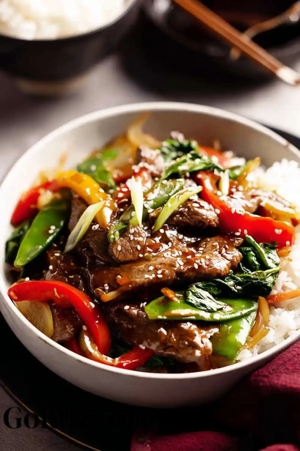 Asian Beef Stir-Fry with White Rice