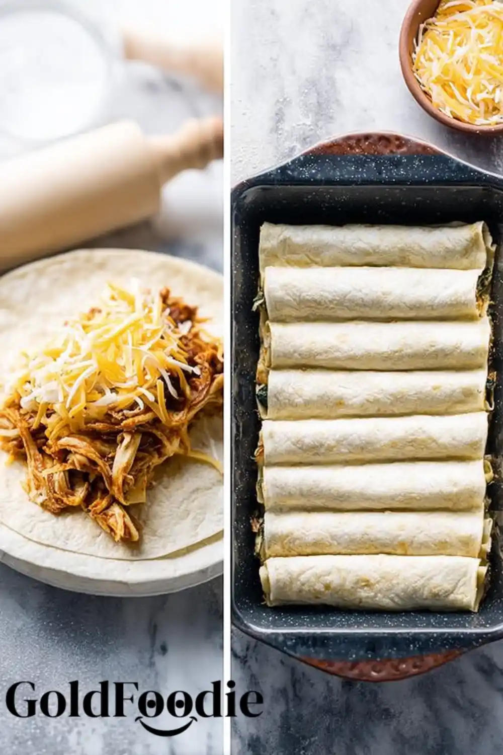 Assembling Chicken Enchiladas