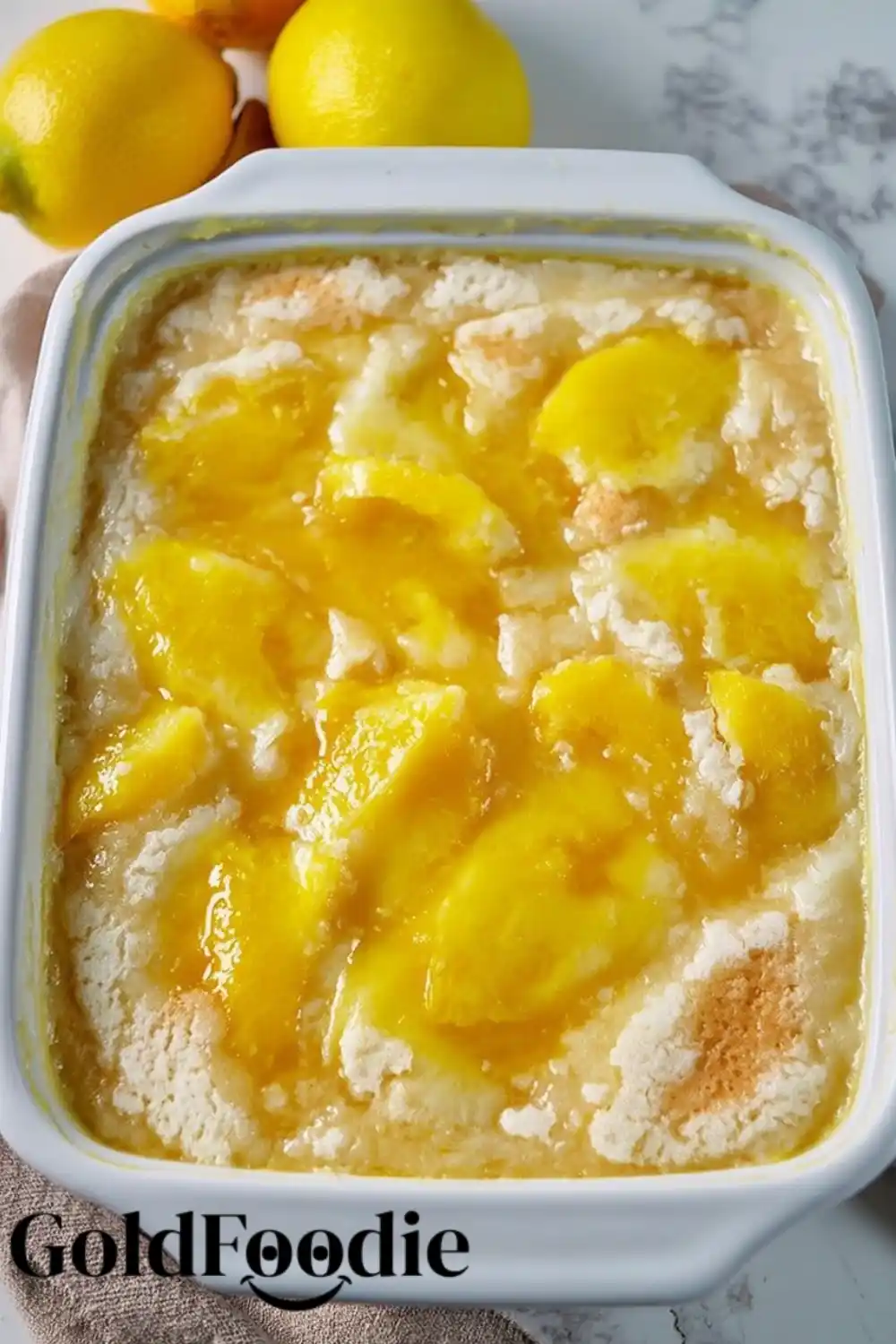 Assembling Lemon Cobbler Layers Assembling Magic Lemon Cobbler