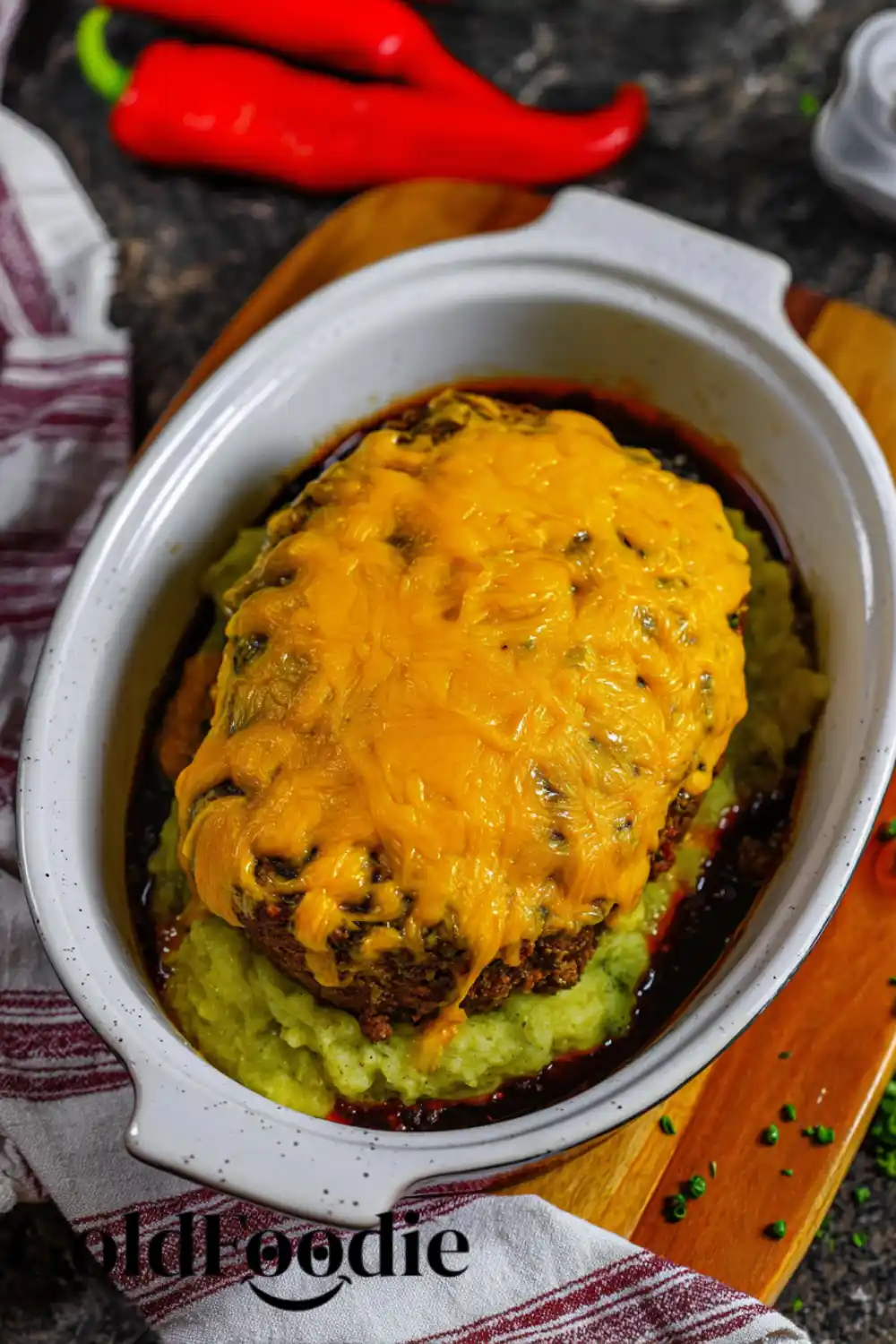 Baked Meatloaf with Mashed Potatoes and Cheese