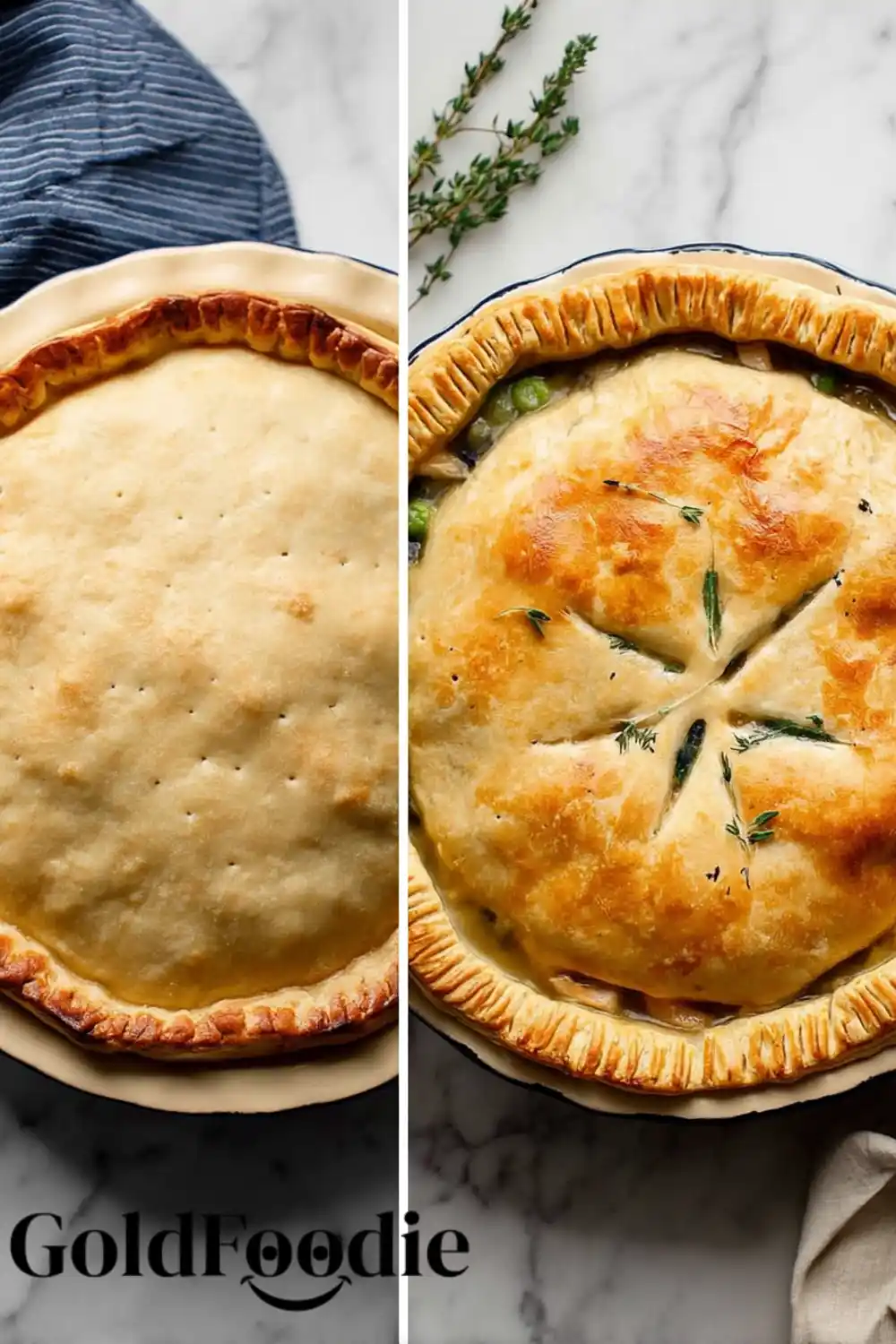Before and After Baking Pot Pie