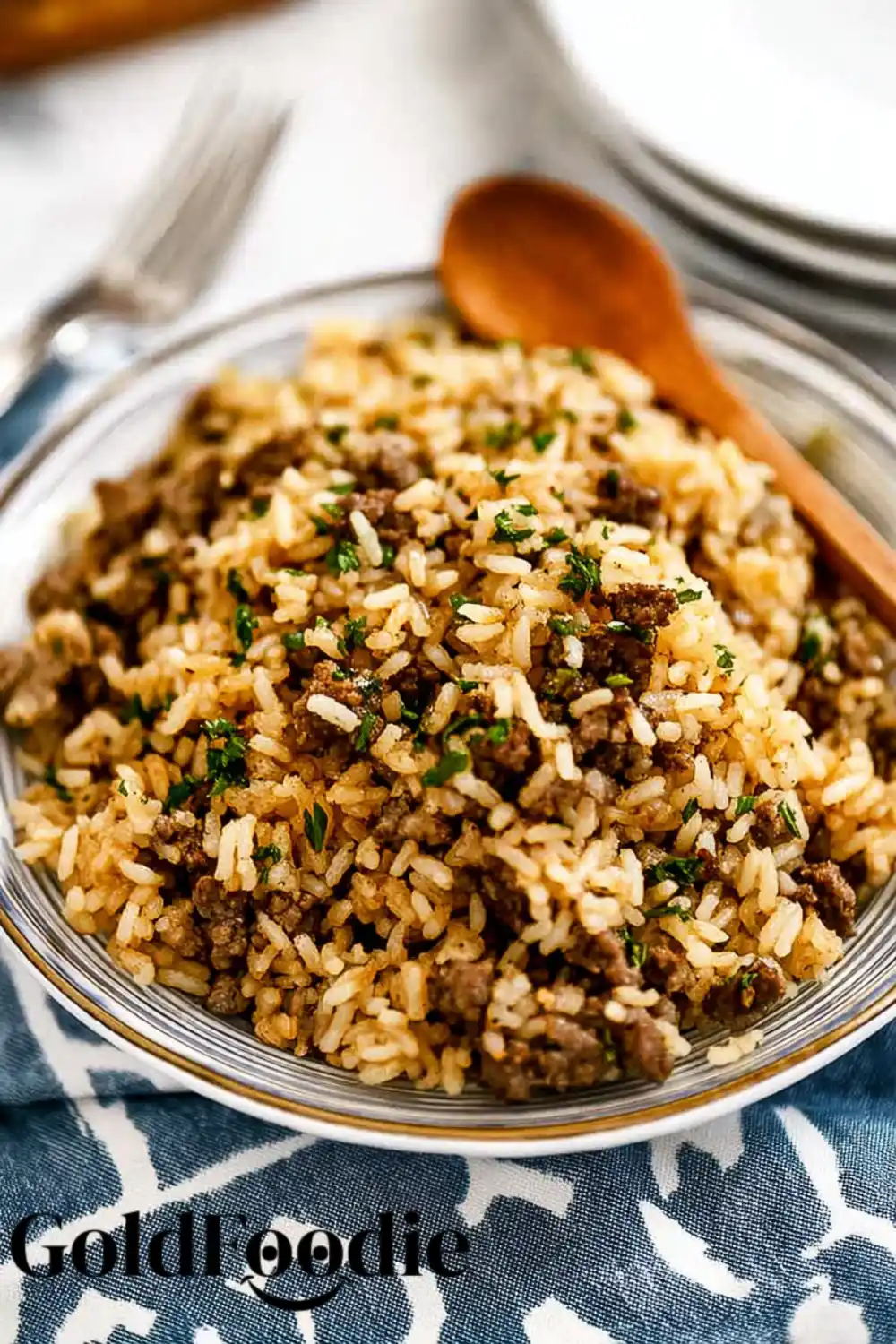Close-up Cheesy French Onion Ground Beef Casserole Close-up Cheesy French Onion Ground Beef Casserole