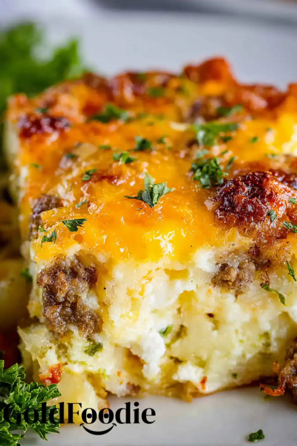 Close-up of Cheesy Breakfast Casserole