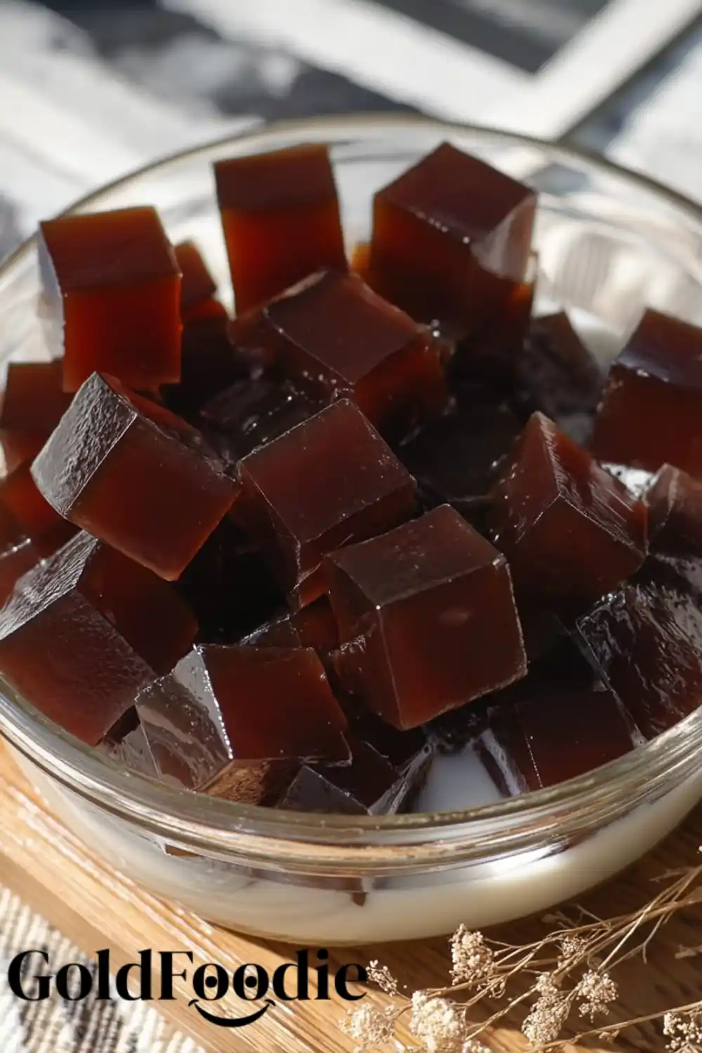 Coffee Jelly Cubes in a Bowl Coffee Jelly Cubes