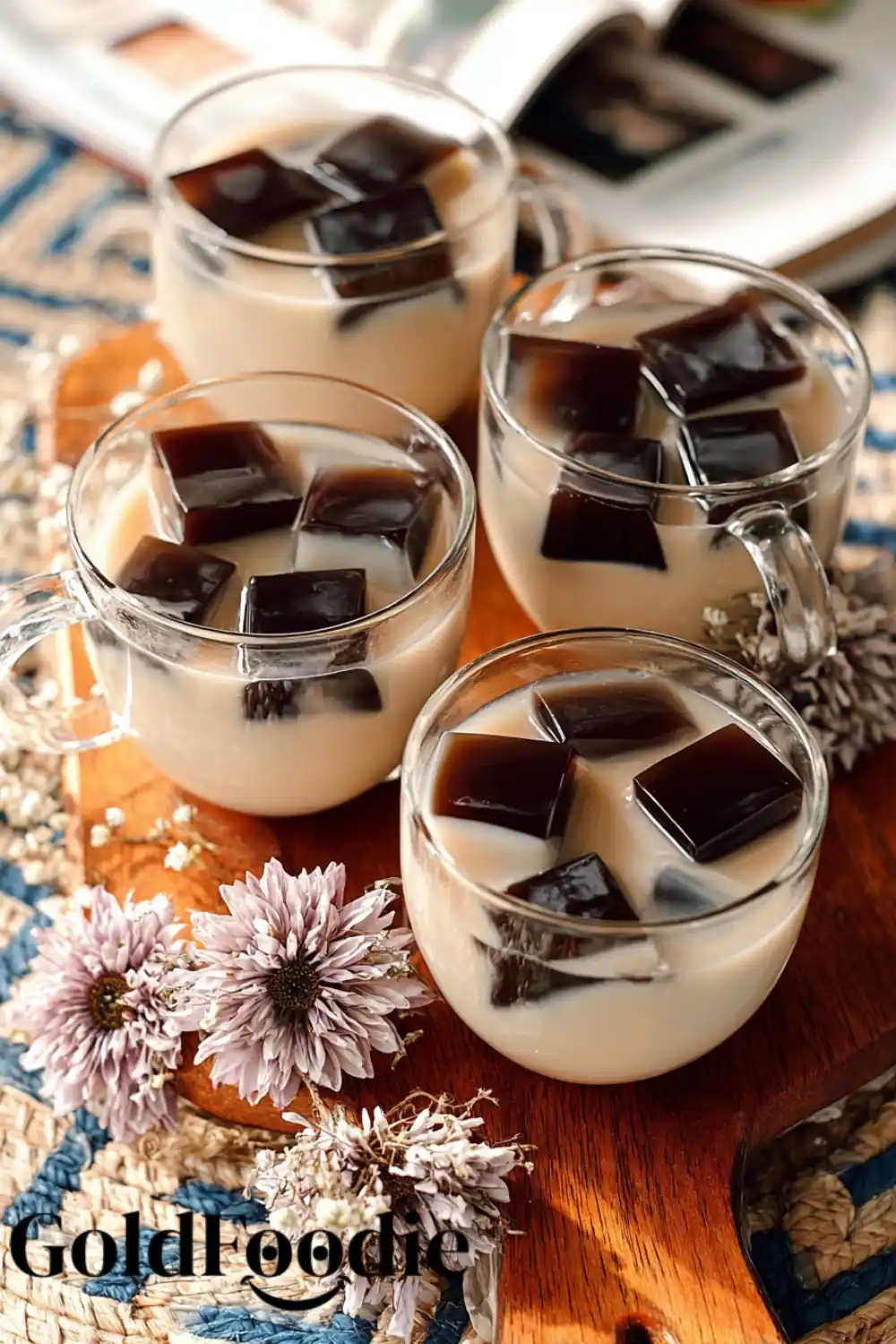 Coffee Jelly Served in Glass Mugs Coffee Jelly