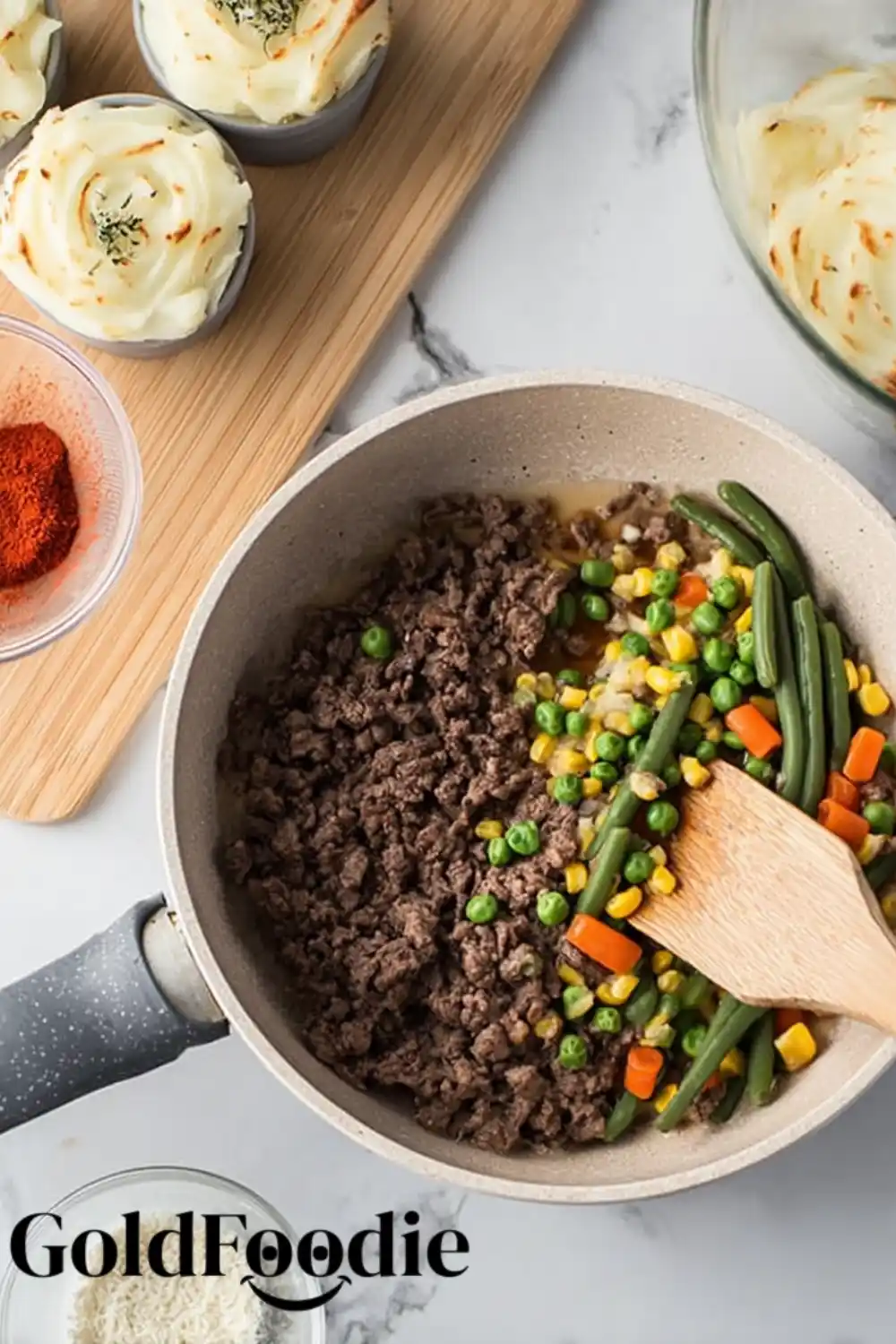 Cooking Shepherd's Pie Filling Cooking Shepherd's Pie Filling