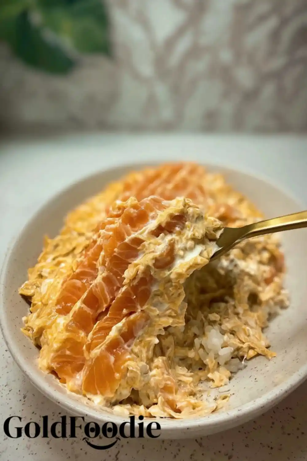 Creamy Salmon Sushi Bake Mixture on Rice Creamy Salmon Sushi Bake