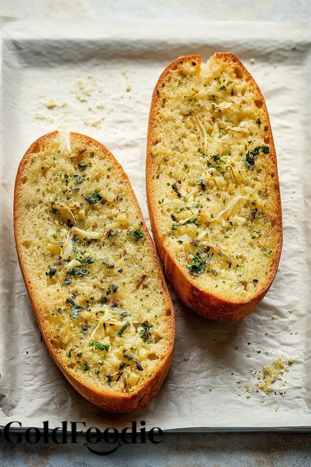 Crispy Baked Garlic Bread Halves Crispy Baked Garlic Bread Halves