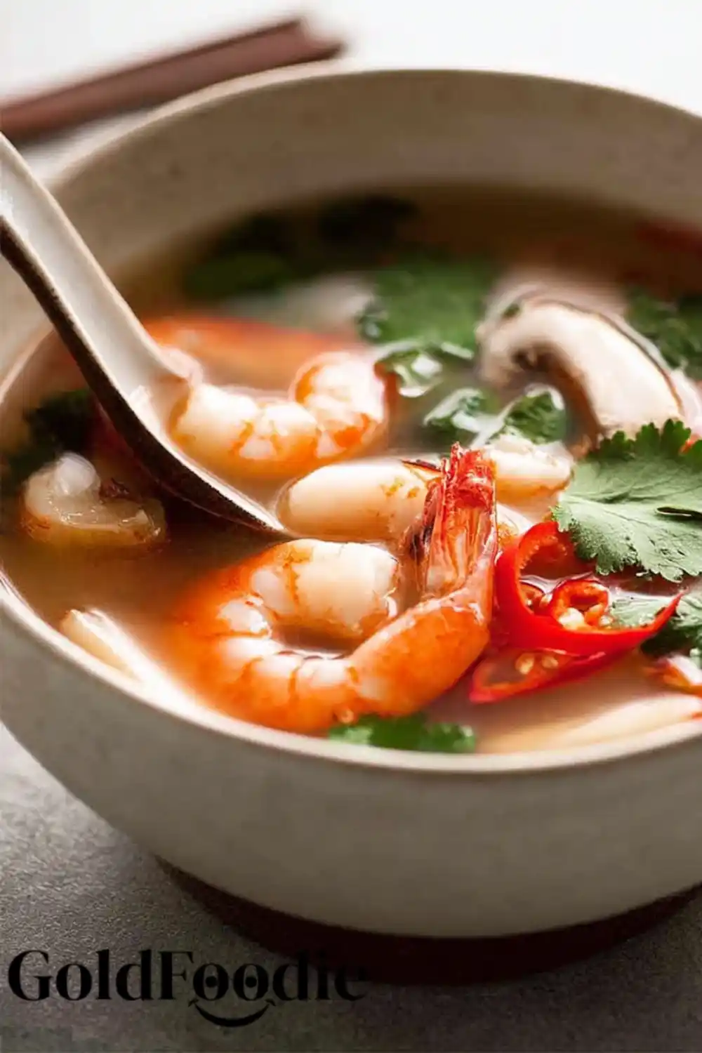 Eating Tom Yum Goong