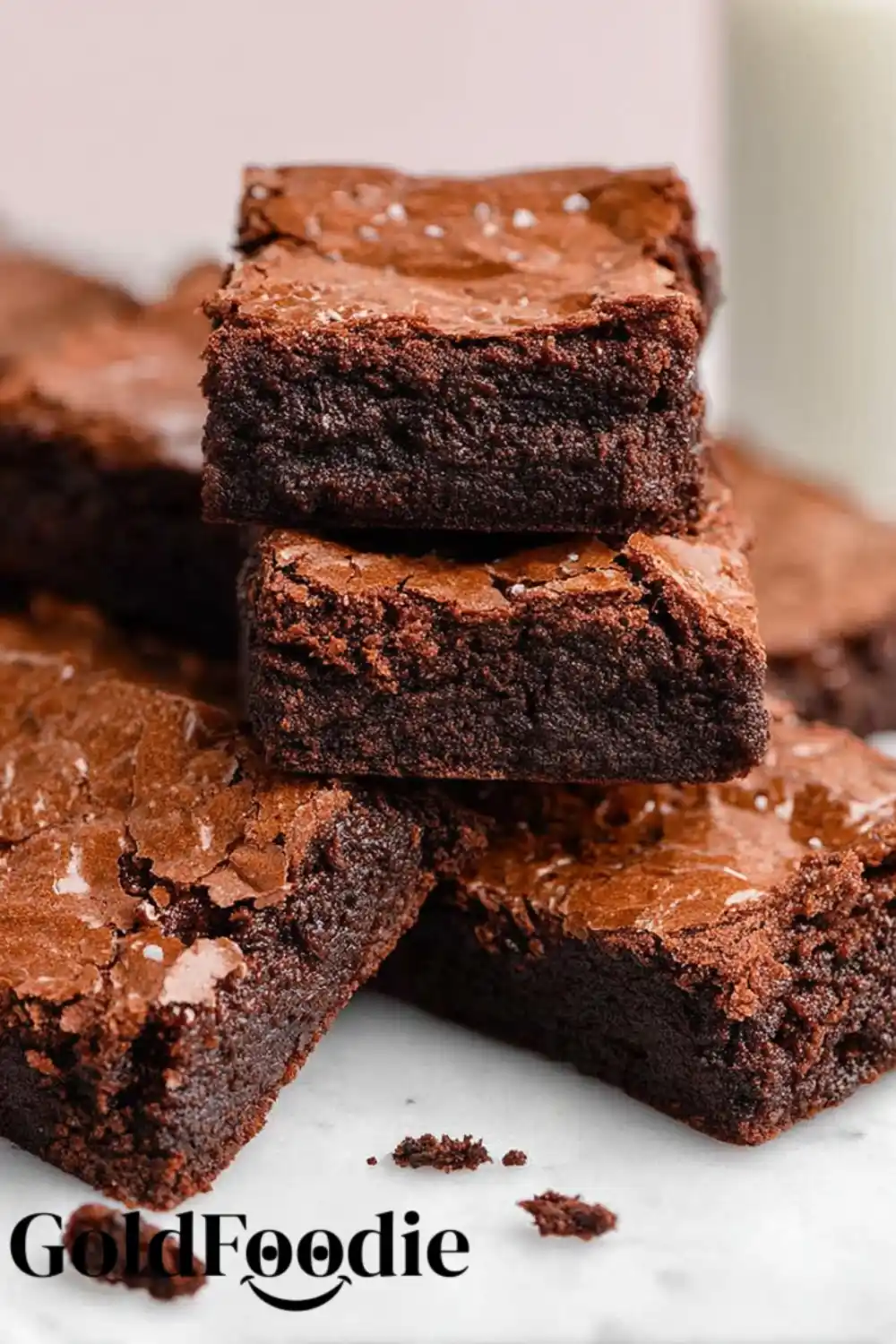 Fudgy Chewy Browkies 5 Fudgy Chewy Browkies Stack (Close-Up)