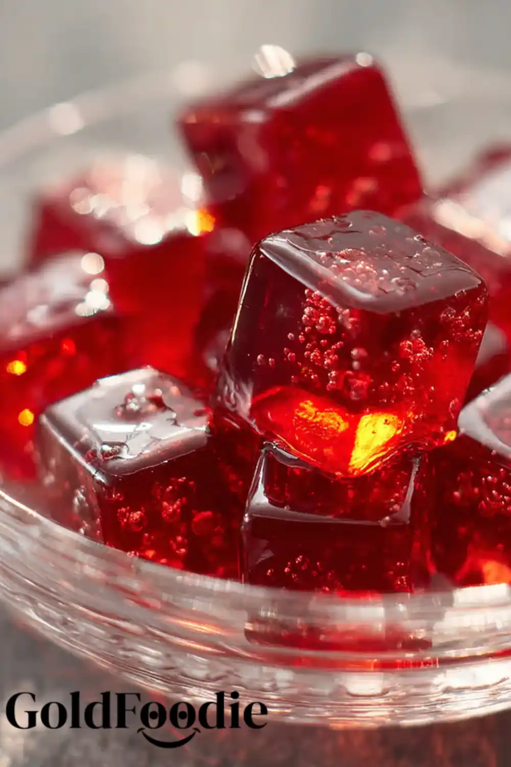 Glowing Red Gelatin Trick Cubes