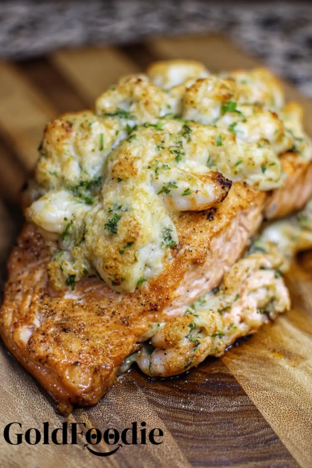 Golden Crab Shrimp Stuffed Salmon