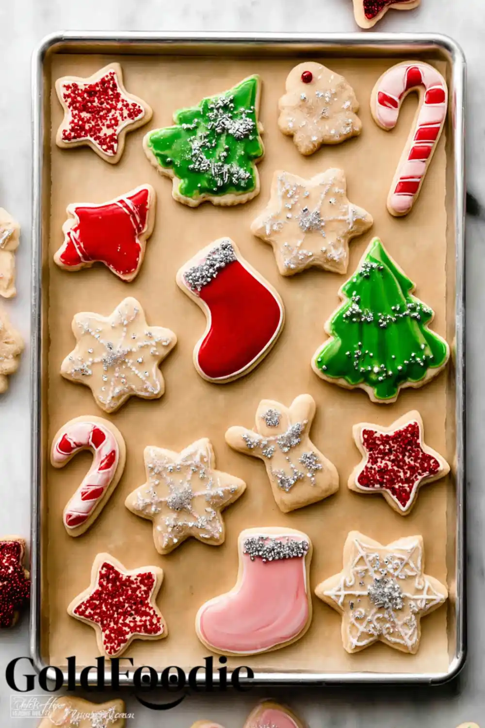 Holiday Sugar Cookies on Baking Sheet Holiday Sugar Cookies