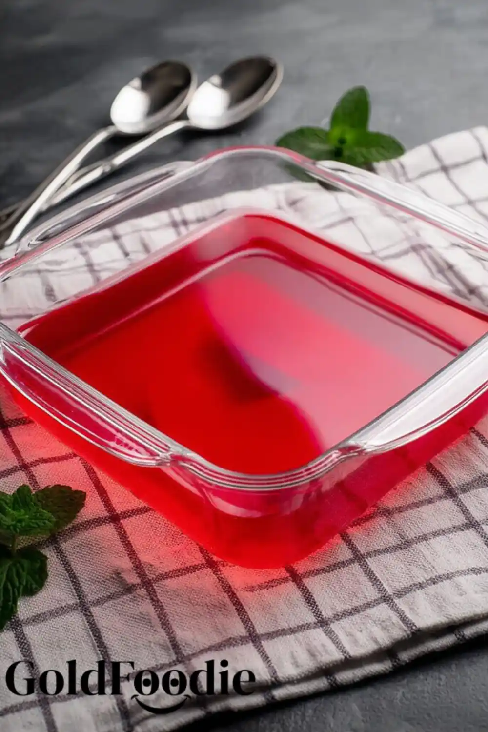 Keto Jello Mixture Ready to Chill in Glass Dish Keto Jello Mixture Ready to Chill in Glass Dish