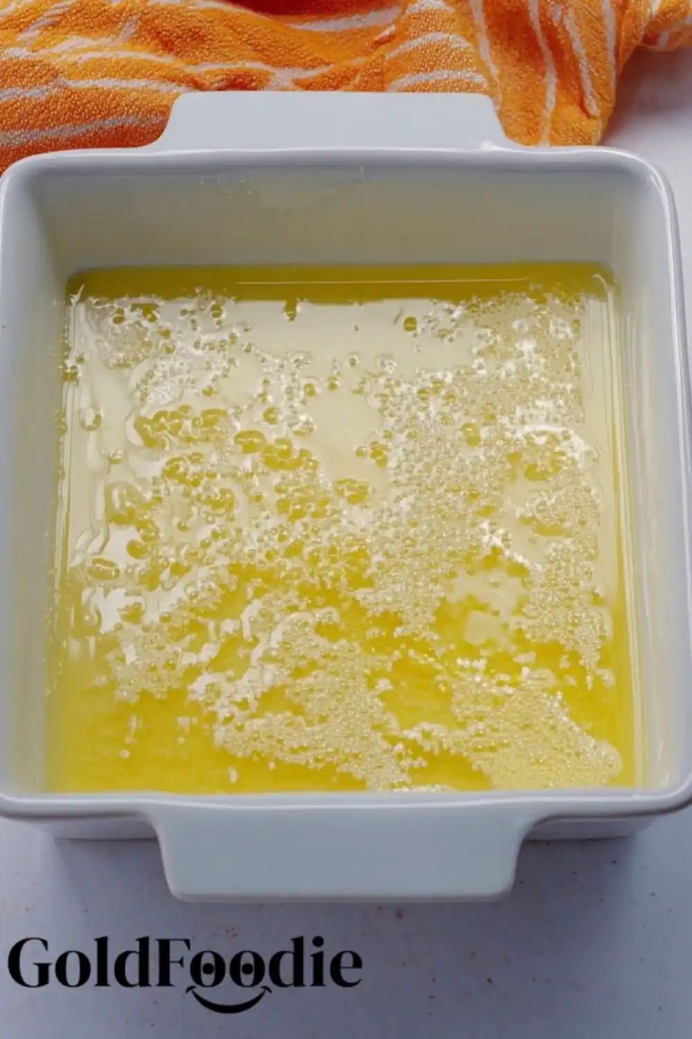 Melted Butter in Baking Dish Melted Butter in Baking Dish