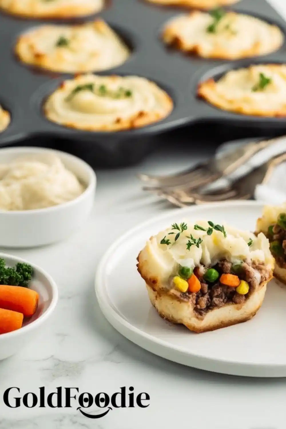 Mini Shepherds Pie with Bite Taken Mini Shepherds Pie with Bite Taken