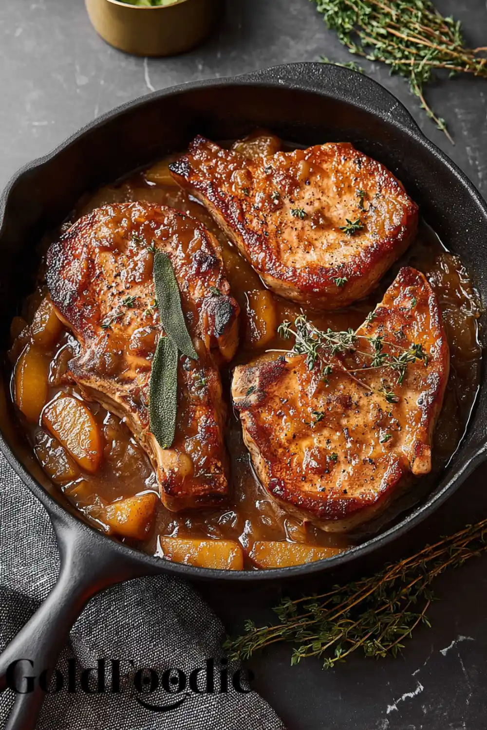One Pan Apple Butter Pork Chops