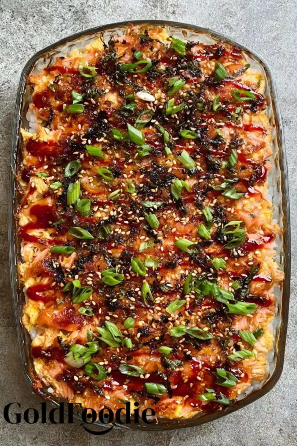 Overhead View of Ultimate Salmon Sushi Bake Ultimate Salmon Sushi Bake