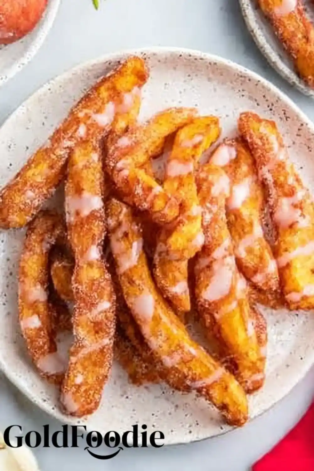 Plate of Glazed Air Fryer Apple Fries Crispy Air Fryer Apple Fries