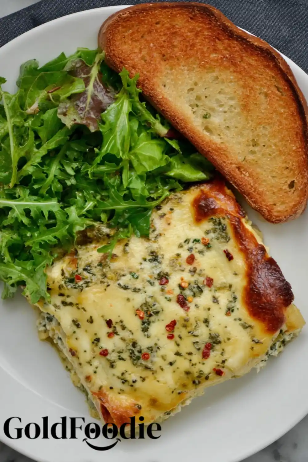 Plated Veggie White Lasagna Serving
