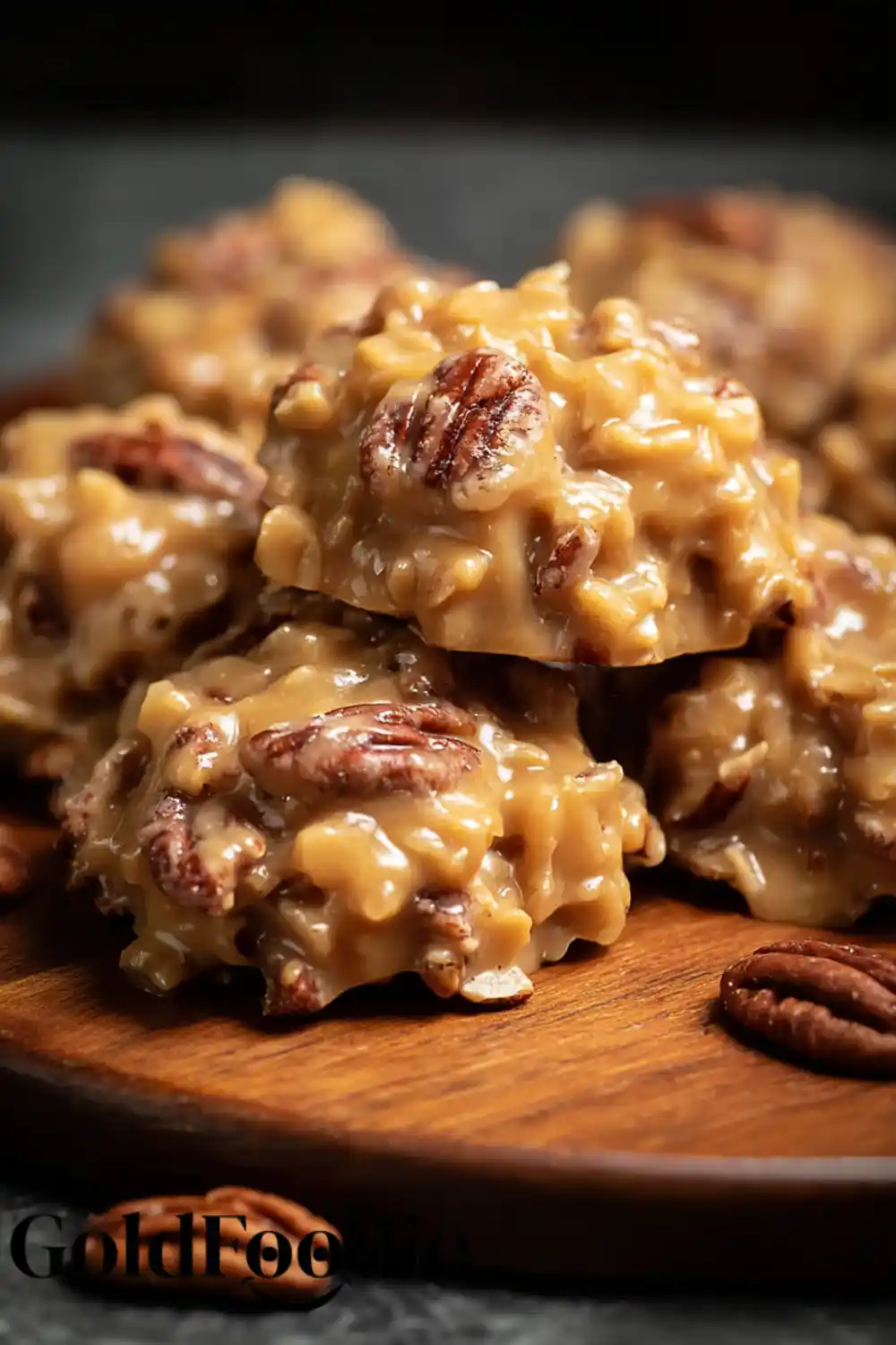 Praline Cookie Texture Macro Shot Best No-Bake Coconut Pecan Praline Cookies