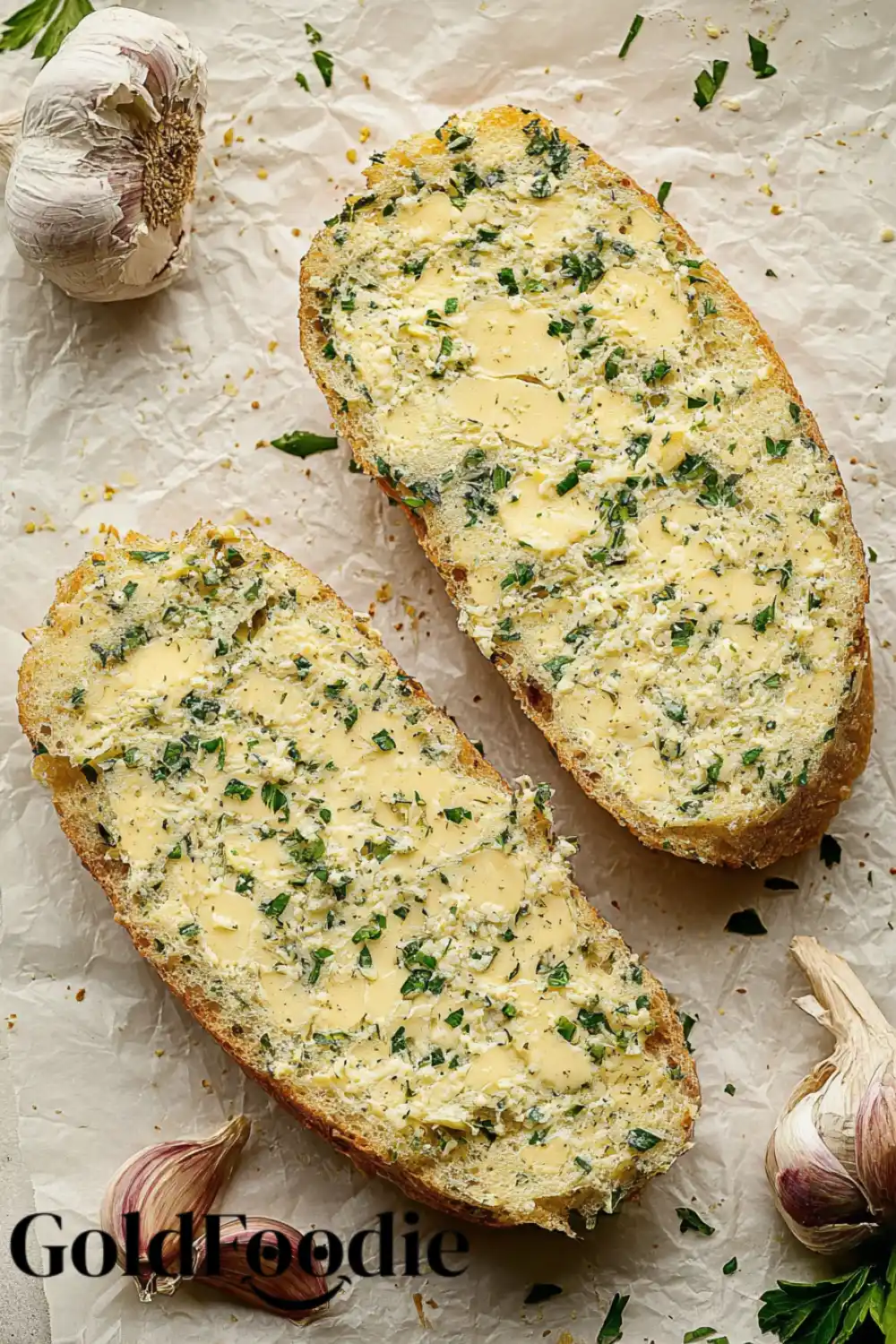 Preparing Garlic Bread with Herb Butter Preparing Garlic Bread