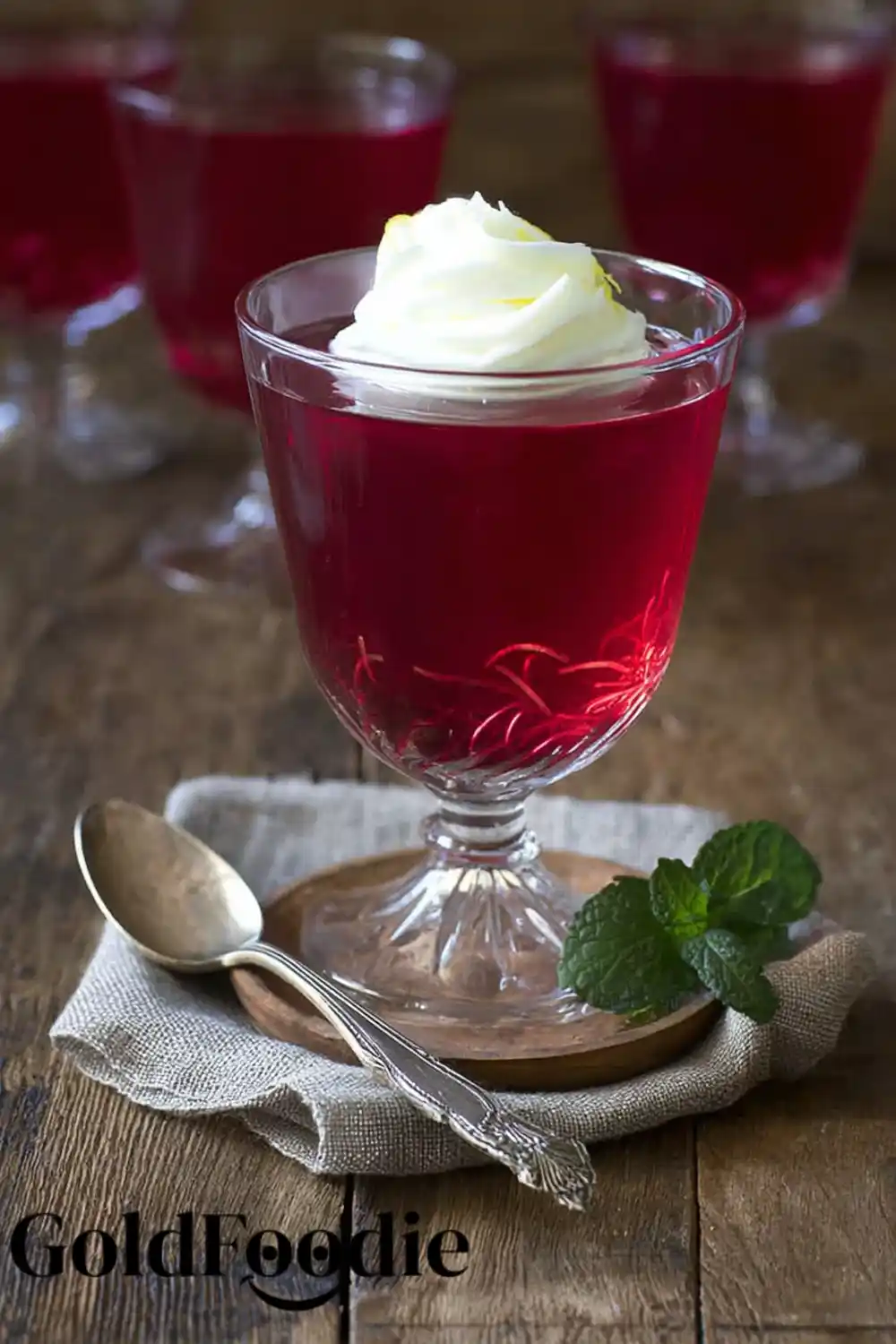 Red Gelatin Dessert with Whipped Cream