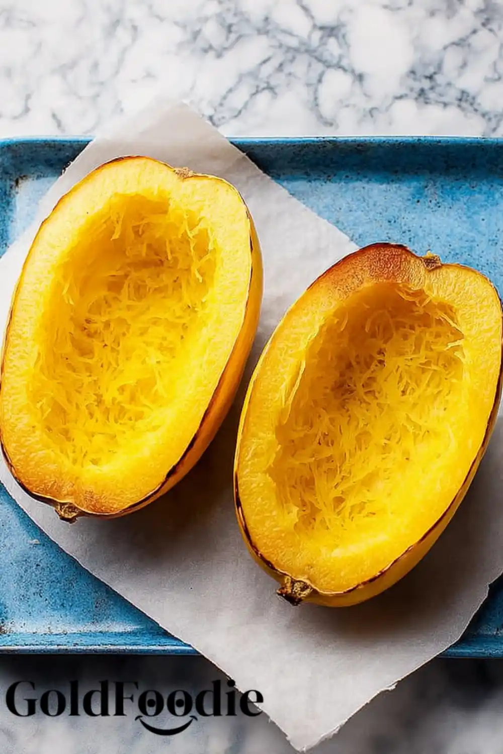 Roasted Spaghetti Squash Halves Ready to Scrape Roasted Spaghetti Squash