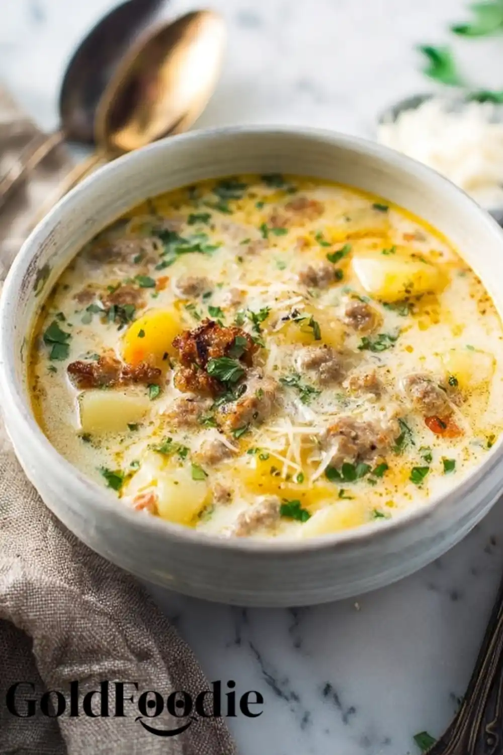 Sausage Potato Soup with Shredded Cheese Sausage Potato Soup with Shredded Cheese