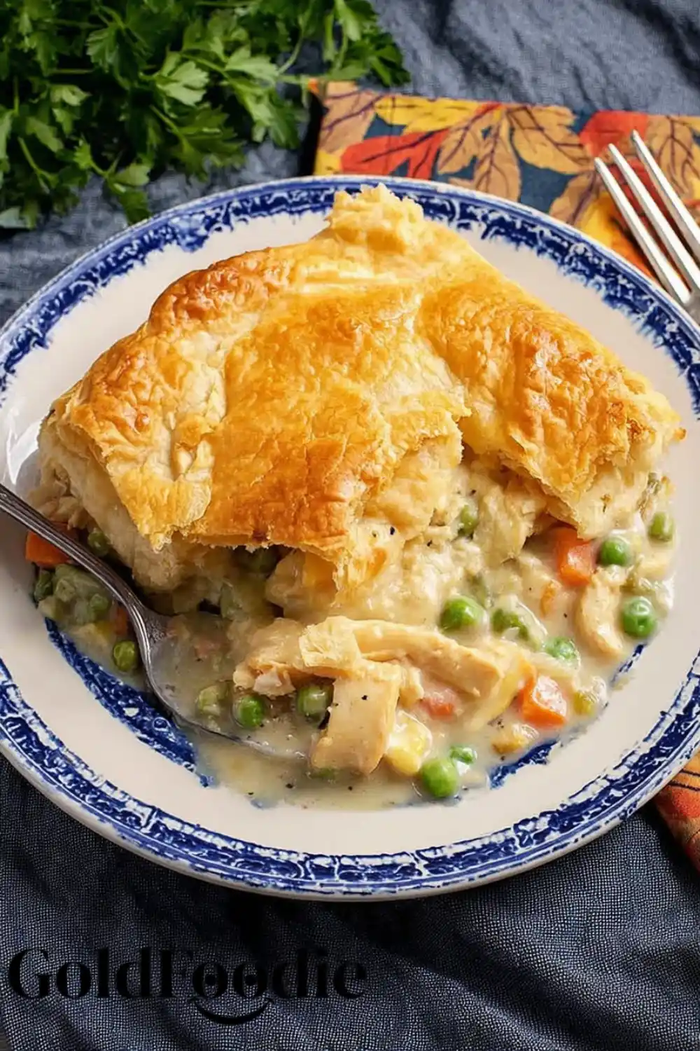 Scooping Chicken Pot Pie Casserole